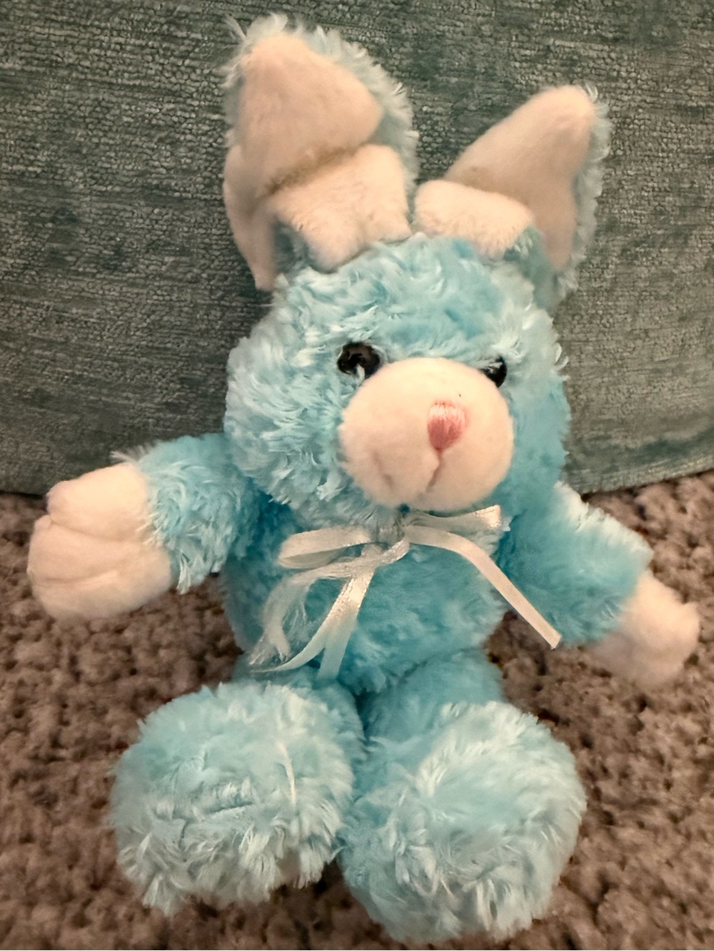 Blue Plush Bunny with Cream Accents - Soft Kids Stuffed Animal